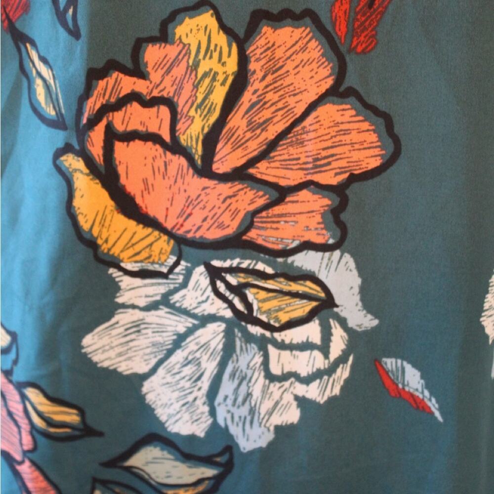 Maeve Anthropologie Teal Floral Dress Beaded Neckline | Women’s Medium | Mini - Picture 4 of 10